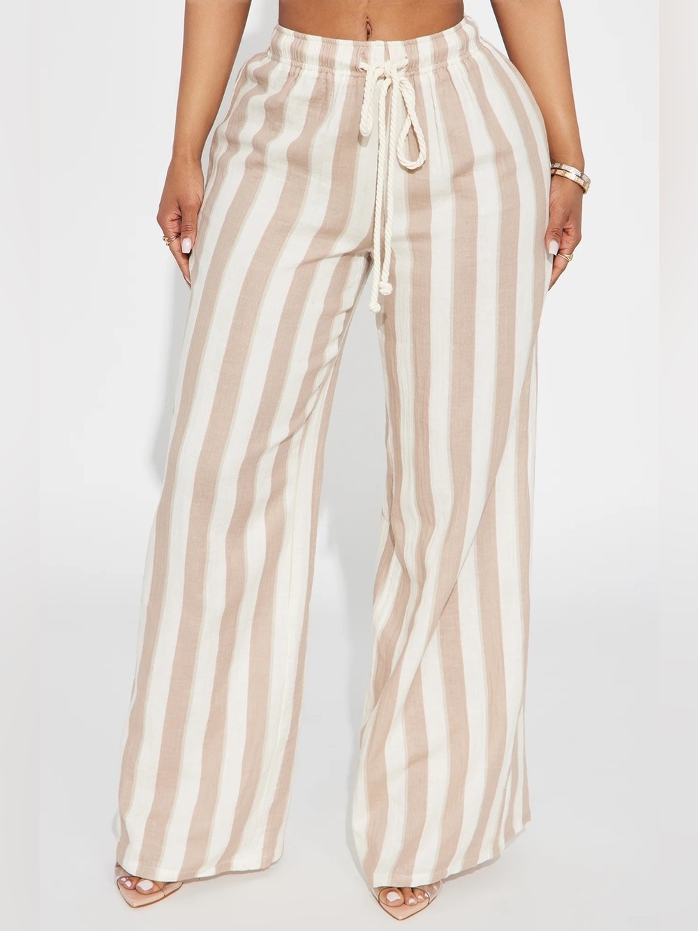 Women's Linen Blend Wide Leg Beach Vacation Resort Pants XL